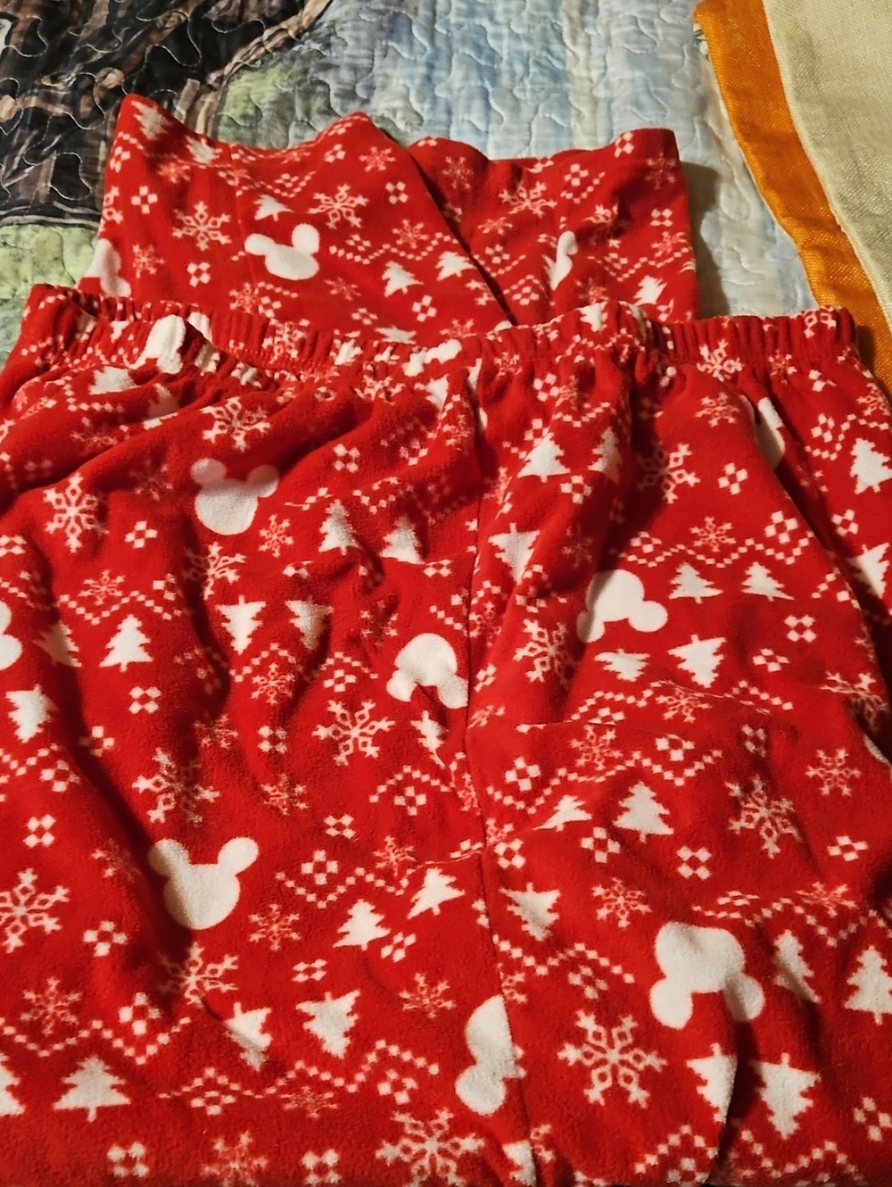 Adult Mickey Mouse Red Holiday Pajama Pants with White Print
